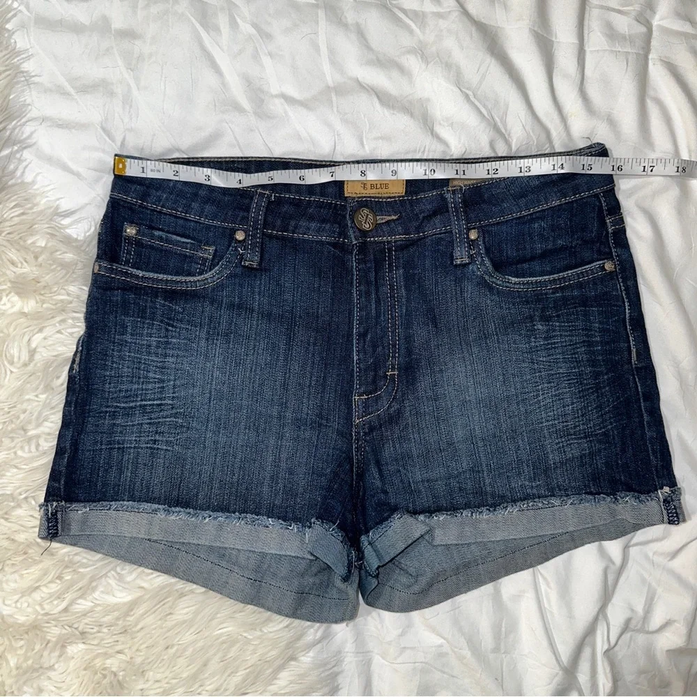 STS Blue Jeans (Nordstrom) | High Rise Denim Shorts Medium Dark Wash Cuffed Hem